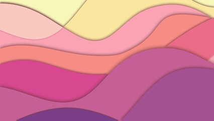 Fototapeta premium Vibrant wavy lines in shades of pink, purple, and yellow on white background