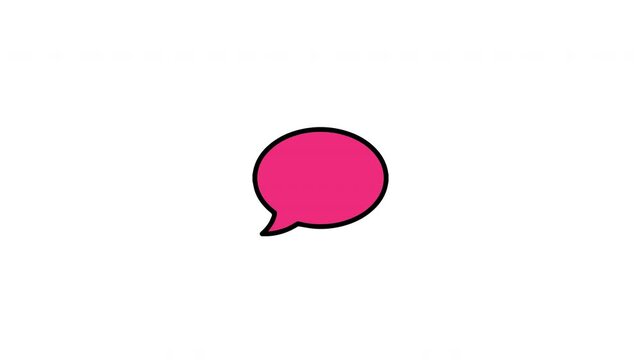 Smooth animated pink message bubble ideal for social conversation, texting apps, online communities, and messaging features. Clean vector style with seamless looping motion.