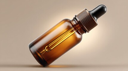 amber glass dropper bottle with golden liquid