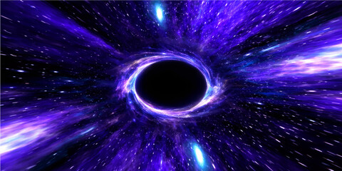 A deep purple nebula glows within a dark spiral galaxy, where bright stars and distant planets illuminate the vast cosmic design of the night sky in a stunning astronomy illustration © alien