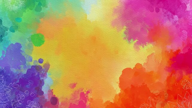 Holi Rainbow Color Powder Abstract Loop Background with Vibrant Festival Splash 4K