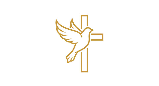 Golden Dove Cross Symbol Christianity Faith.
