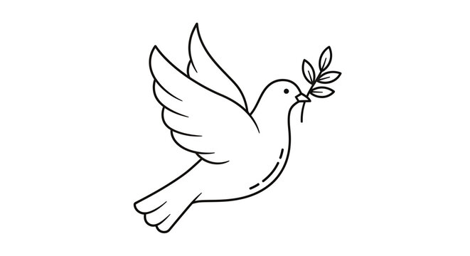 Dove with olive branch symbol of peace and harmony.