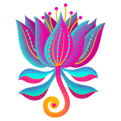 Obraz premium Colorful flower sticker illustration with vibrant and cheerful floral design. Cute cartoon style with bright colors, perfect for planners