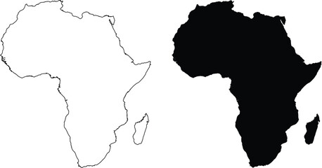 Obraz premium Outline and Silhouette Map of Africa continent
