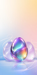 Naklejka na ściany i meble Dreamy artwork iridescent Easter eggs with light trails. Concept of fantasy style spring campaign visual, digital greeting banner and colorful seasonal branding template.
