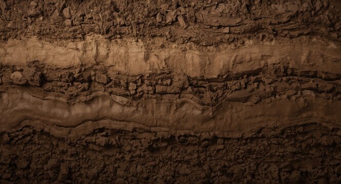 Processed soil texture panel showing underground brown layers with smooth matte and high key lighting for backdrop copy space