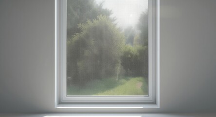 Fototapeta premium Wire-framed window mesh demonstrating efficient mosquito protection with daylight
