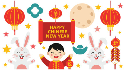 A festive Chinese New Year celebration with traditional decorations © GW