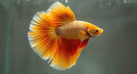Yellow and red betta fish showing fluid and vibrant swimming style