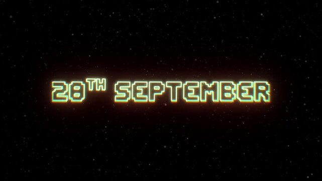28th September Neon text with retro style