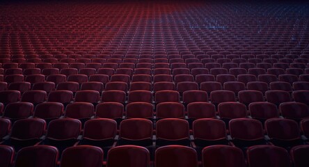 Obraz premium Photograph capturing rear empty seats in stadium colored red and blue