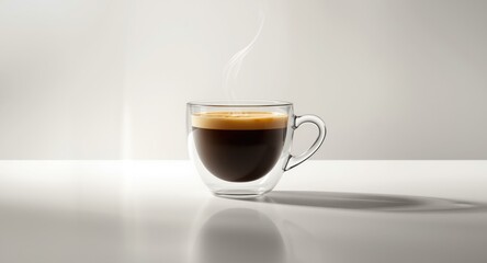 Fototapeta premium Sophisticated coffee americano in a glass cup displayed against clean white background