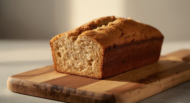 Freshly baked banana bread with a soft crumb texture