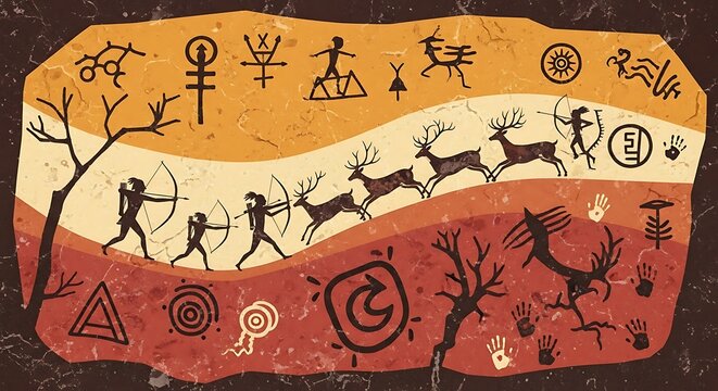 Ancient cave art depiction