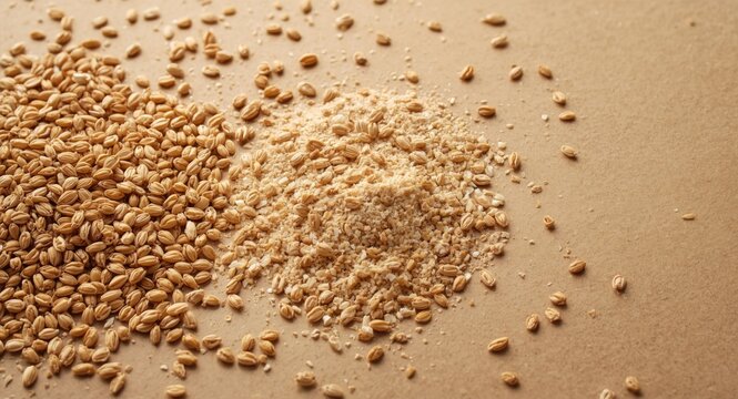 Surface texture display emphasizing whole rye and wheat flour grains