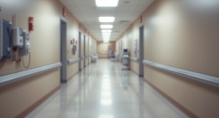Soft focus healthcare hallway designed with copy space for medical information