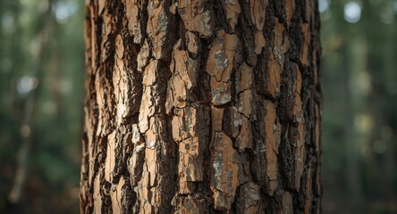Fototapeta premium detailed close view of cracked tree bark surface