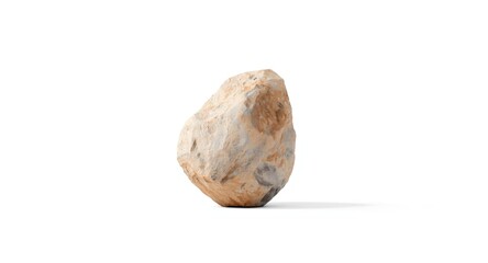 Fototapeta premium Prominent isolated rock shape on simple white backdrop with generous copy space