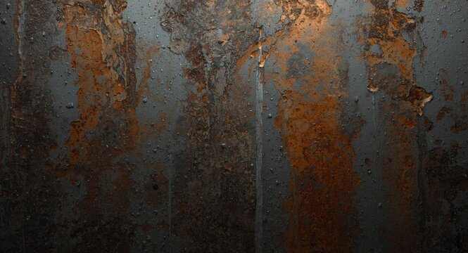 Surface showing rust streaks formed by continuous rainwater flow