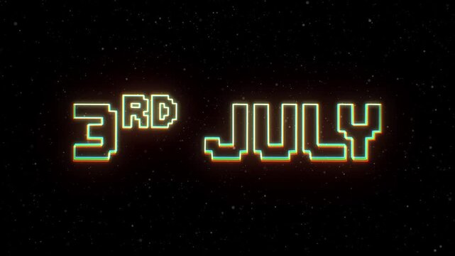 3rd July Neon text with retro style
