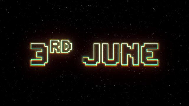 3rd June Neon text with retro style