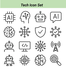 Fototapeta premium tech icon set