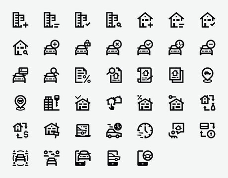 Rent And Leasing Line Icon Set