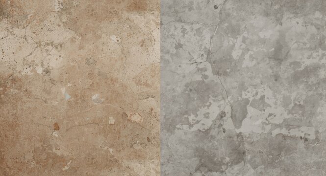 Rustic stoneware ceramic floor and wall tiles with limestone inspired design and matte gray marble texture background