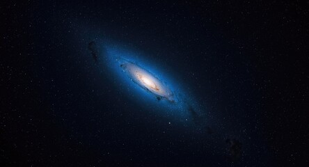 Fototapeta premium Celestial panorama of a blue galaxy shining amidst dark night heavens