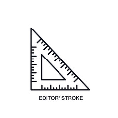 Triangle ruler icon for drafting and drawing tools, precision measurement symbol