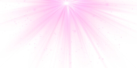 Obraz premium Transparent shining sun with bright flashes adding charm and energy, combined with a radiant pink PNG star and sparkling light for festive and magical visuals with pink lens flare.