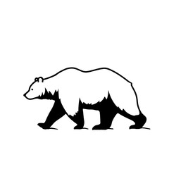 Grizzly Bear. Grizzly Bear simple black and white line art vector logo