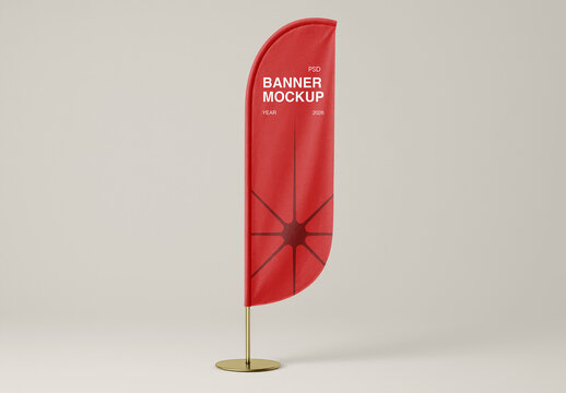 Vertical Flag Mockup