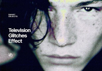 Television Glitches Effect Mockup