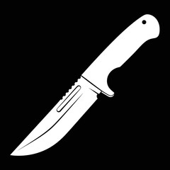 Obraz premium White Hunting Knife Silhouette on Black Background