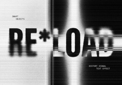 Distort Signal Text Effect Mockup