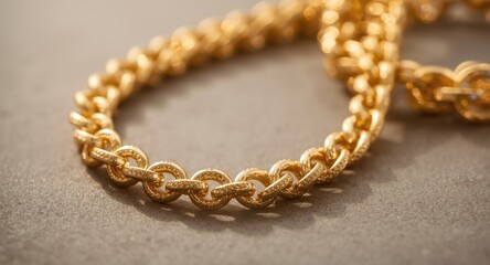 Obraz premium Luxury close up of round gold chain links