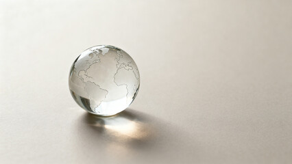 Naklejka premium Transparent glass globe representing Earth Day concept on surface 