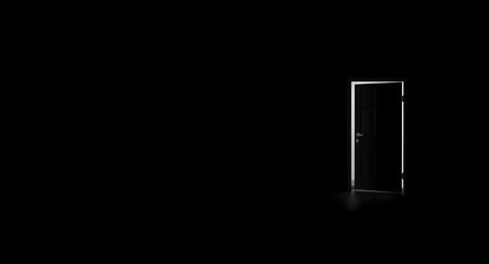 black background with illuminated open door space
