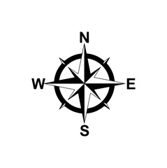 Classic Black and White Compass Vector Icon