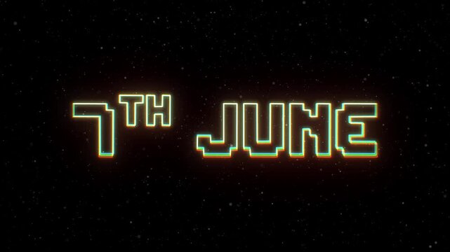 7th June Neon text with retro style