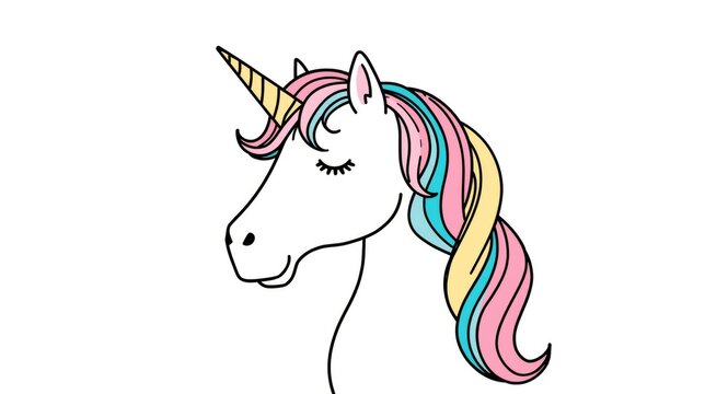 creative children oriented unicorn line art illustration
