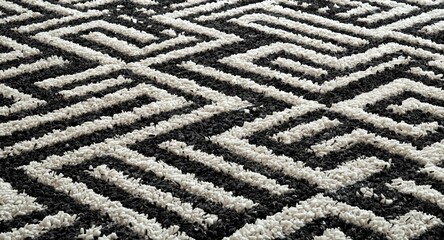 Monochrome chevron carpet texture as a decorative element in modern interiors