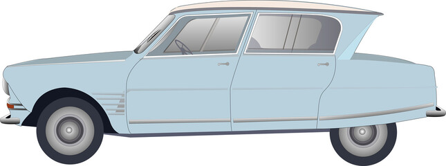 Véhicule de collection, de couleur grise, de profil © guitou60