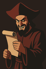 Flat vector illustration of Haman villain character with evil expression