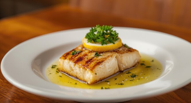 Garlic infused grilled swordfish with fresh parsley perfect for a tasty seafood plate