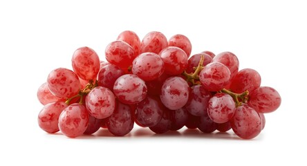 Red seedless grapes isolated on white background with gentle side lighting