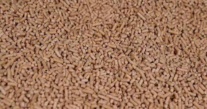 a large number of cylindrical fuel pellets made from sawdust of coniferous spruce or pine trees, the pellets are used both for indoor heating and for bedding for pets