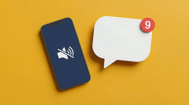 Smartphone with silent mode and unread message notification bubble